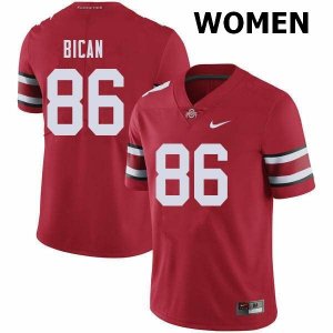 Women's Ohio State Buckeyes #86 Gage Bican Red Nike NCAA College Football Jersey New Arrival BGK2844GB